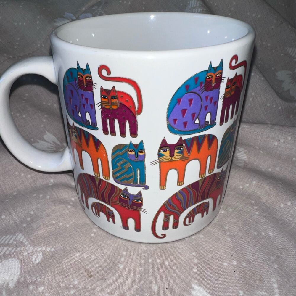 Vintage Laurel Burch Fantastic Felines 1988 Cat Coffee Mug Tea Cup Japan Retro